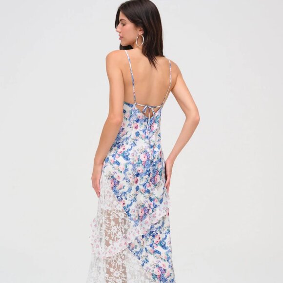 FOR LOVE & LEMONS Josalyn Maxi Dress In Blue NWT - Picture 2 of 14